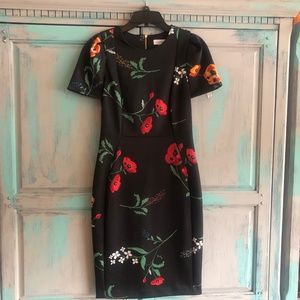 Calvin Klein Black fitted dress with floral print